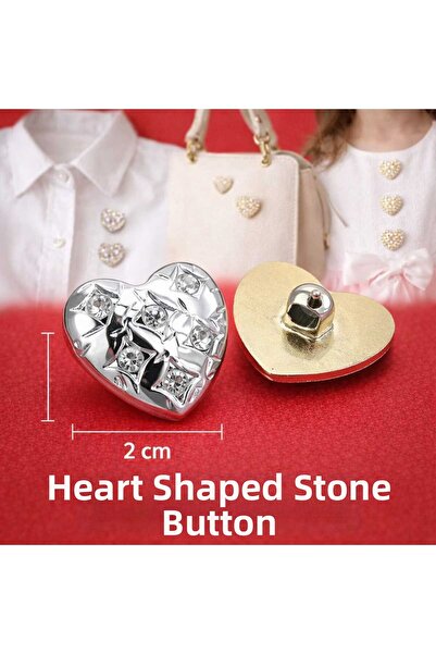 Beyna 2 cm Crystal Stone Silver Button - 1 Pack 4 Pieces