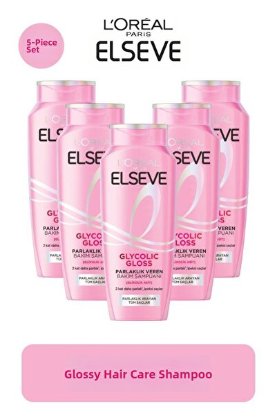 ELSEVE شامبو العناية بالشعر ذو اللمعان الجليكوليك 5 في 1، 300 مل