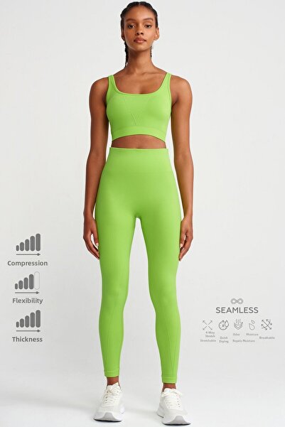 COMEUP Colanți de recuperare cu model de piept de pește, verde exotic