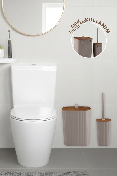 Okyanus Home طقم حمام من قطعتين من سافير، يتضمن حامل فرشاة المرحاض وسلة المهم...