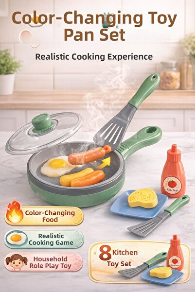 TRENDZONE مجموعة ألعاب طهي الطعام متغيرة الألوان، لعبة مطبخ منزلية، مجموعة طه...