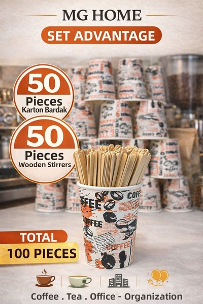 VENON Mixed with ❤️   50 Sets - 100 Pieces ❤️   Cardboard Cup and Mixer Set ❤...