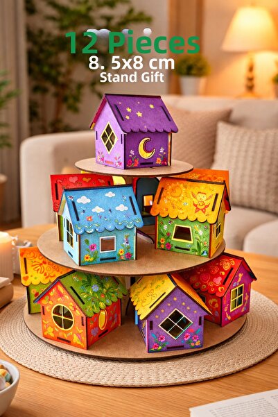 metafortoys مجموعة من 12 منزل خشبي صغير قابل للطلاء - منزل نموذجي للأنشطة الت...