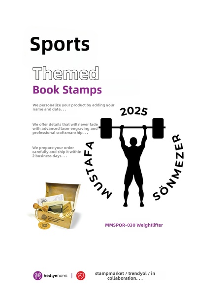 HEDİYENOMİ Mühürmarket > Weightlifting Sports Book Seal - Ex-Libris - Book St...