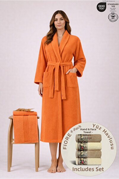 Ellaline Set de halate de baie pentru femei cu dungi bumbac 100% +FIORE 4-pro...