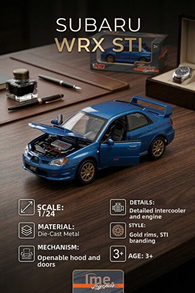 craftivio سيارة موتور ماكس سوبارو إمبريزا WRX STI بمقياس 1:24 موديل معدني أزر...