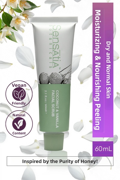 sensatia مقشر طبيعي منقي ومغذي للبشرة الجافة 60 مل - جوز الهند والفانيليا