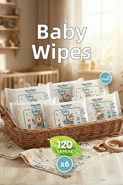 Papilion مناديل جيب مبللة للأطفال الحساسة المحمولة 20x6 120 ورقة