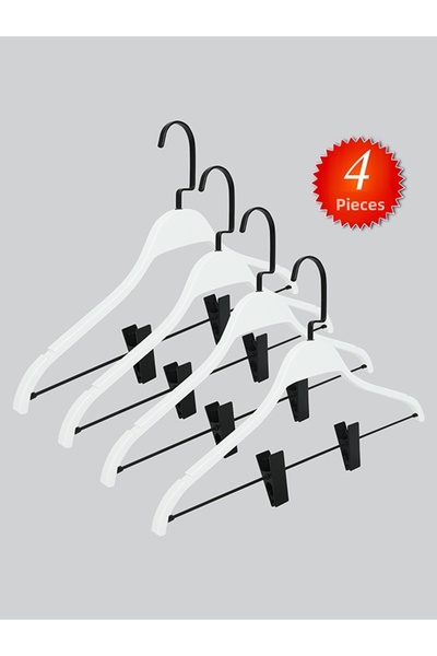 NYN مشبك خشبي (خطاف نيكل أسود) للتنورة، البنطلون، الملابس المجمعة، 4 قطع