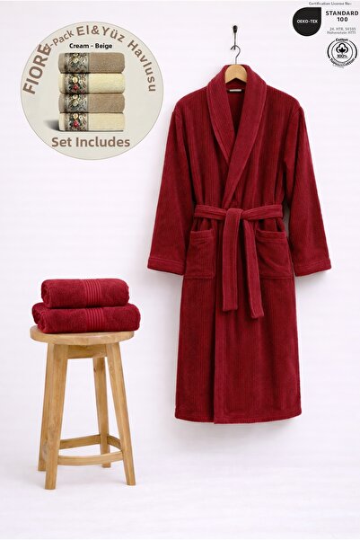 Ellaline Set de halate de baie pentru femei cu dungi din bumbac 100% piese +F...