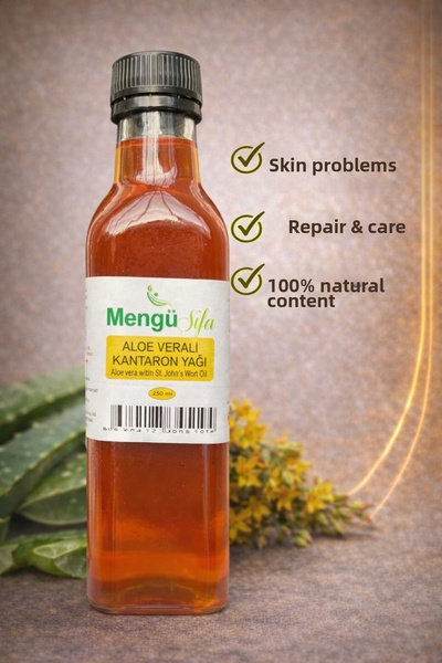 mengü şifa St. John's Wort (KANTORON) Aloe Vera Oil - 250ml, 100% Natural