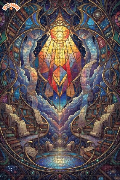 Esranın Dünyası مكتبة كوزميك لوحة فنية زيتية مزدوج الطبقات قطعة بازل خشبي مؤط...