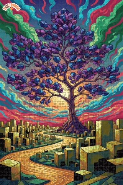 Esranın Dünyası لغز خشبي من كريستال تري سيتي مزدوج الطبقات قطعة مقاس 70x50