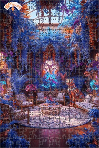 Esranın Dünyası لغز منظر كوخ الغابة الغامضة باللون الزيتي 150 قطعة 20x30