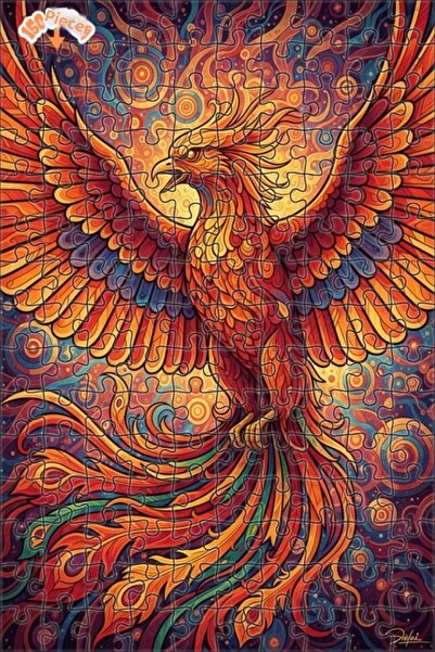 Esranın Dünyası لغز خشبي مؤطر بطبقتين بمظهر لوحة زيتية لمجنح العنقاء الأسطوري...