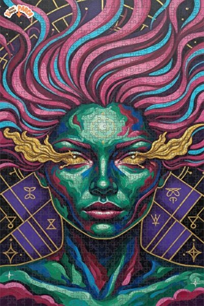 Esranın Dünyası Mysterious Green Woman Oil Painting Lookalike Wooden Puzzle D...