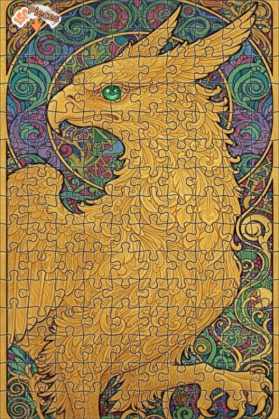 Esranın Dünyası لغز خشبي فني أسطوري لغريفين ذو الأجنحة الذهبية 150 قطعة 20x30