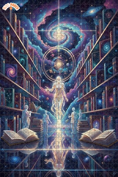 Esranın Dünyası لغز خشبي مؤطر من طابقين بتصميم مكتبة الحكمة العالمية، ملون با...