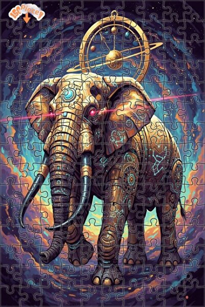 Esranın Dünyası لغز خشبي على شكل فيل ميكانيكي مهيب مزدوج الطبقات إطارًا 150 ق...