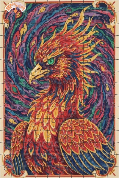 Esranın Dünyası لوحة فنية مطبوعة على شكل طائر العنقاء، مظهر زيتوني، مزدوج الط...