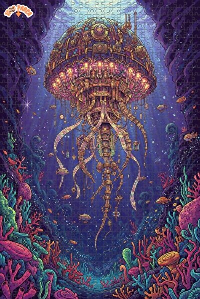 Esranın Dünyası لغز خشبي ميكانيكي على شكل قنديل البحر بتصميم Steampunk مكون م...