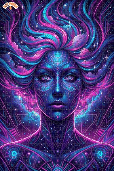 Esranın Dünyası Universe Woman Digital Art Wooden Puzzle Double-Layer Framed ...