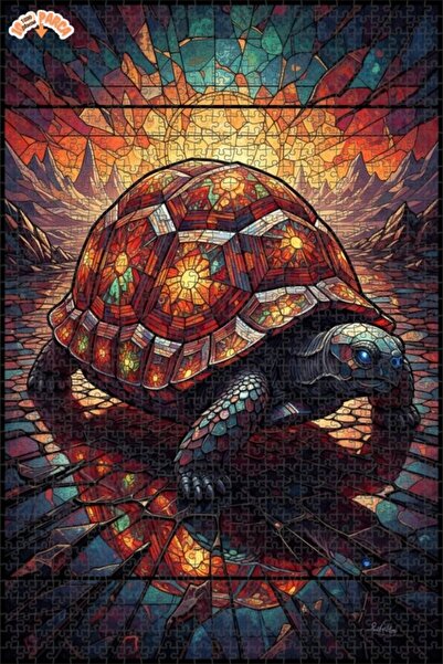 Esranın Dünyası لغز فني خشبي على شكل سلحفاة موزاييك مزدوج الطبقات قطعة مقاس 7...