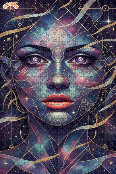 Esranın Dünyası Galactic Geometry Artist's Portrait of a Woman Watercolor Dou...