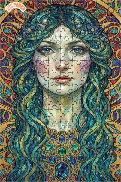 Esranın Dünyası لوحة فنية لحورية البحر بمظهر لوحة زيتية، لغز خشبي بإطار مزدوج...