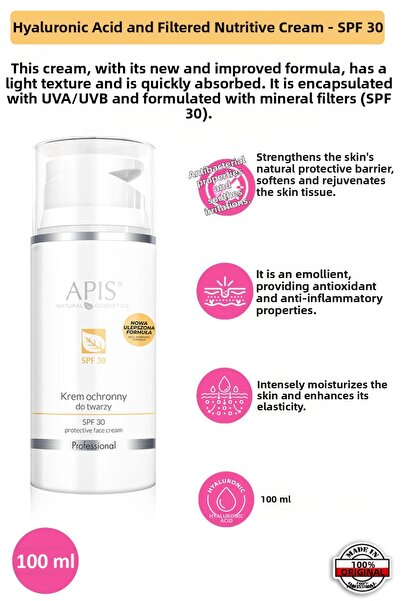 Apis Natural Cosmetics Cremă de protecție solară Güneş SPF 30 - 100ml