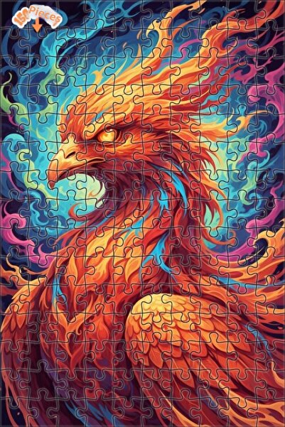 Esranın Dünyası لغز خشبي بتصميم طائر الفينيق الزمردي المضيء بمظهر اللوحات الز...