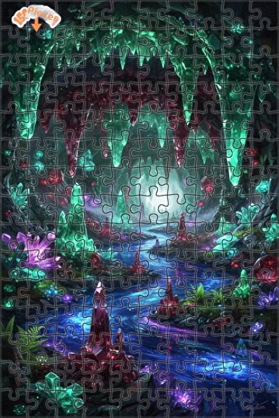 Esranın Dünyası لغز خشبي من كريستال غاردن ريفر آرت مزدوج الطبقات قطعة مؤطرة 1...