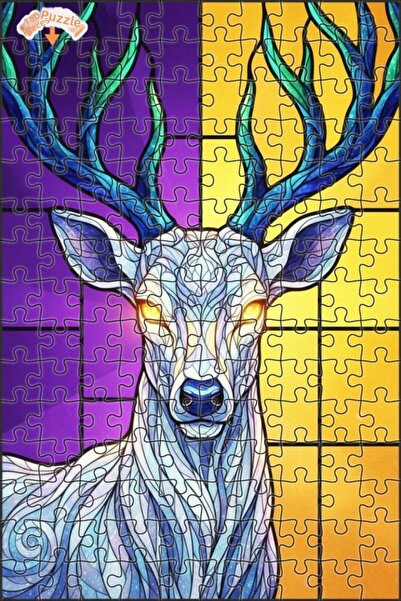 Esranın Dünyası لغز خشبي فني من الزجاج الملون بتصميم غزال سحري مزدوج الطبقات ...