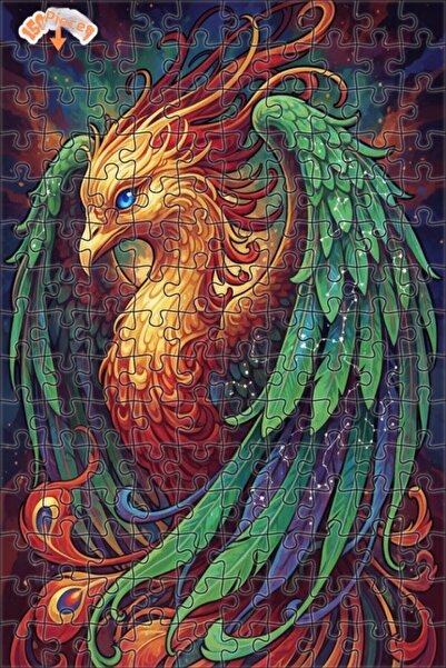 Esranın Dünyası لغز خشبي بإطار مزدوج الطبقات بمظهر لوحة زيتية لطائر الفينيق ا...