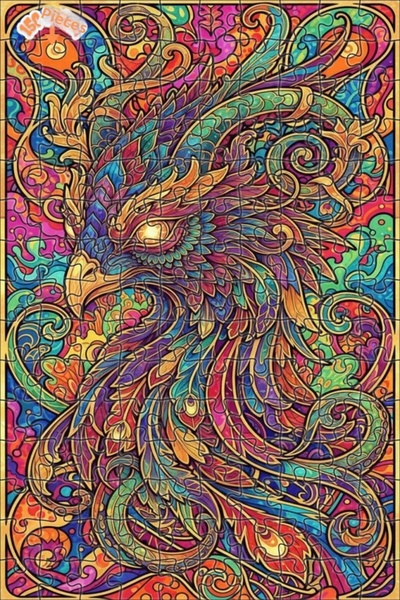 Esranın Dünyası لغز خشبي على شكل طائر سحري من الريش الملون مزدوج الطبقات إطار...