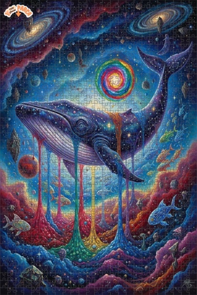 Esranın Dünyası لوحة زيتية لشلالات السماء على شكل حوت، مزدوج الطبقات قطعة من ...