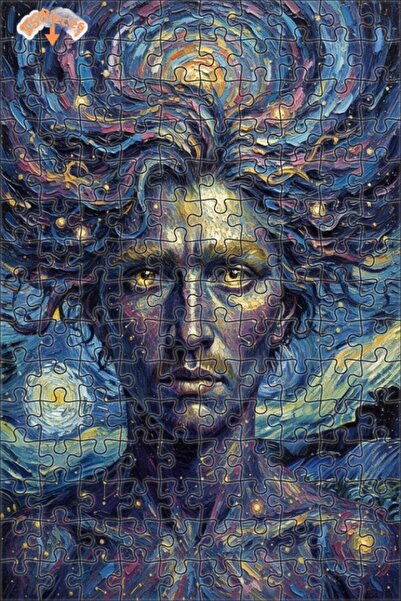 Esranın Dünyası Celestial Man Oil Painting Lookalike Double-Layer Framed Wood...