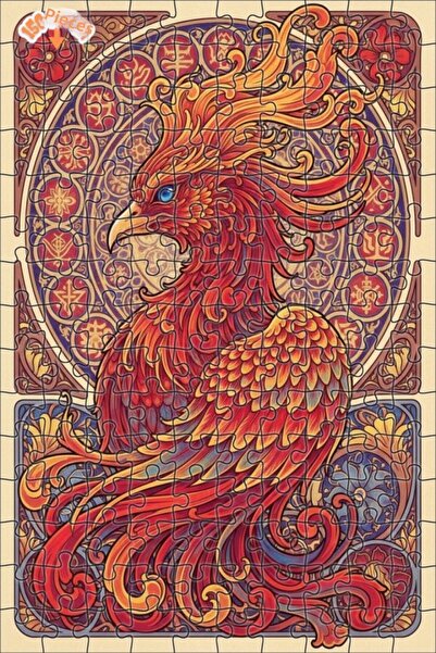 Esranın Dünyası لوحة فنية رائعة على شكل طائر الفينيق، لغز خشبي بإطار مزدوج ال...