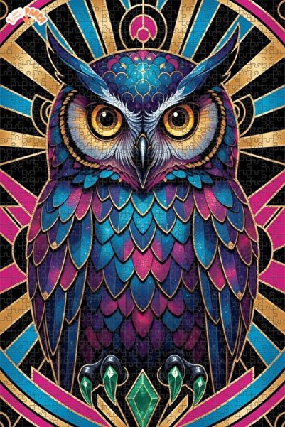Esranın Dünyası Magical Night Owl Oil Painting Lookalike Art Deco Double-Laye...