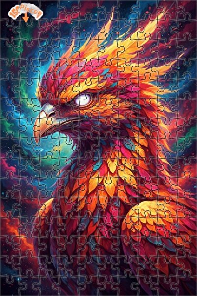 Esranın Dünyası لغز خشبي على شكل طائر الفينيق الأسطوري ذو الأجنحة اللهبية مع ...