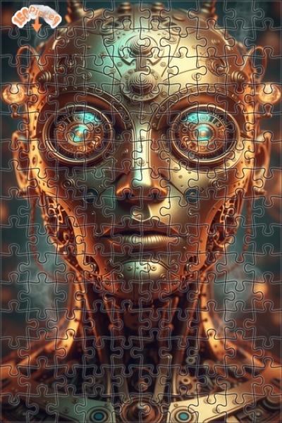 Esranın Dünyası Steam-Powered Steampunk Robot Head Oil Painting Lookalike Dou...