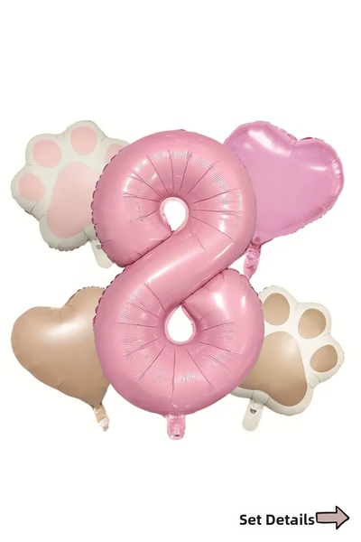 Bunloon 8 Year Old Birthday Party Decoration Set Number Heart Paw Foil Balloon