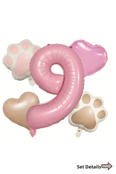 Bunloon 9 Year Old Birthday Party Decoration Set Number Heart Paw Foil Balloon