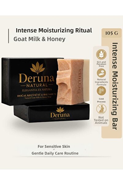 DERUNA NATURAL صابون حليب الماعز الطبيعي والعسل - عسل + حليب ماعز وزيوت طبيعي...