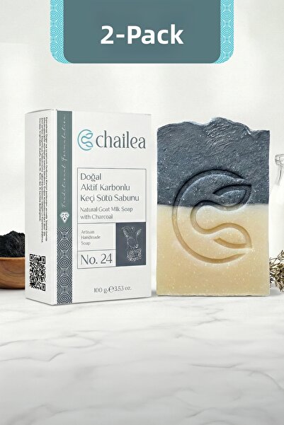 Chailea صابون حليب الماعز بالكربون النشط الطبيعي - مجموعة من قطعتين - مصنوع ي...