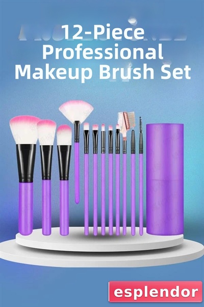 esplendor مجموعة فرش مكياج ذات رؤوس ناعمة مكونة من 12 قطعة - مجموعة فرش لمكيا...