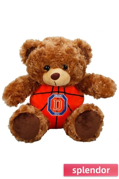 esplendor دمية دينامو على شكل دب جالس مع كرة سلة، 30 سم.