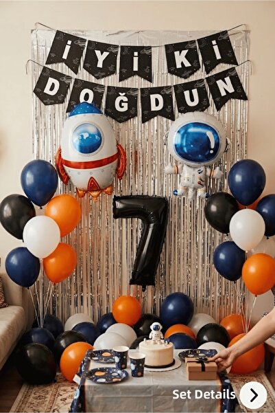 Bunloon 7 Year Old Space Themed Birthday Party Decoration Set Astronaut Rocke...