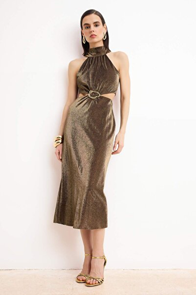 Trendyol Collection Rochie maxi elegantă/de seară cu detaliu decupat cu sclip...