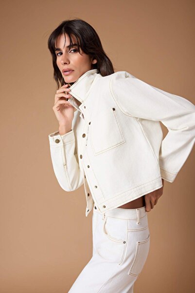 Trendyol Collection Țesătură specială Ecru Premium Croială normală 100% bumba...